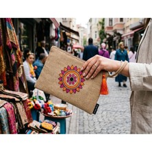 Ju Yaratıcı Tasarım Hasır Kadın Portföy & Clutch Çanta