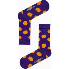 Carnaval Socks Mor Limon Desenli Renkli Çorap