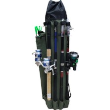 Powerex Haki Balıkçı Sırt ve Kamış Olta Çantası 95 cm Uzunlukta Su Geçirmez Dayanıklı Kumaş