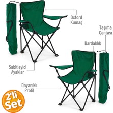 Trend Maison Rejisör Koltuğu Katlanır Kamp Plaj Piknik Sandalyesi Yeşil 2 Adet