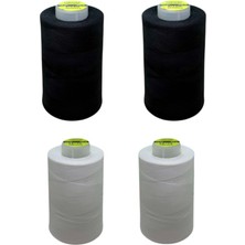 Aura Online Dikiş Ipliği - Polyester 120 Numara Gürpoly - 2 Adet Siyah - 2 Adet Beyaz Auraonline
