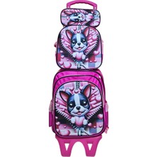 Unick Color Çekçekli Ilkokul Çantası Üçlü Set Kalpli Köpek