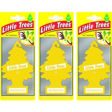 Little Trees 3'lü Vanilya Aromalı Asma Oto Kokusu Kötü Kokuları Yok Eden Şeffaf Ambalajda