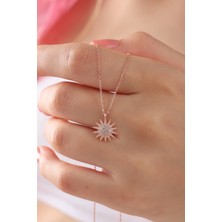 Bilsen Store Güneş Model Zirkon Taşlı Kadın Gümüş Kolye 925 Ayar Gümüş Maden