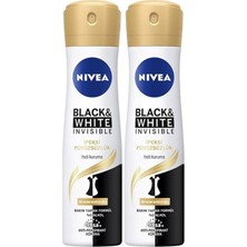 Nivea Black & White İpeksi Pürüzsüzlük Sprey 150 ml x 2 Hızlı Kuruma ve 48 Saat Koruma