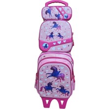 Unick Color Çekçekli Ilkokul Çantası Üçlü Set Unicorn