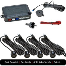 Carub Park Sensörü  Sesli 18,5 mm Siyah  4 Sensör