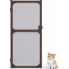 Sineklikstore Menteşeli Kapı Kedi Sinekliği – 90 x 210 cm – Koyu Kahverengi – Demir, Ahşap, Çelik, Pimapen ve Alüminyum ile Uyumlu