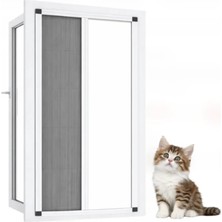 Sineklikstore Akordiyon Pencere Kedi Sinekliği – 70 x 140 cm – Beyaz – Demir, Ahşap, Çelik, Pimapen ve Alüminyum ile Uyumlu
