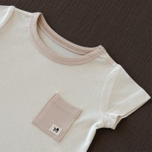 Mimu Baby Bambu Yaka ve Cep Detaylı Bebek Pijama Üstü - Ekru/bej
