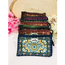 Erdoğan Hobi Kadife Bez Cüzdan 10 Adet Şık Tasarımlı Renkli Kilim Desenli Hediyelik 9*14 cm Bozuk Para Cüzdanı