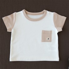 Mimu Baby Bambu Kısa Kollu, Cep ve Yaka Detaylı Bebek Pijama Üstü - Krem/bej