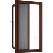 Sineklikstore Akordiyon Pileli Pencere Sinekliği – 90 x 210 cm – Koyu Kahverengi – Demir, Ahşap, Çelik, Pimapen ve Alüminyum ile Uyumlu