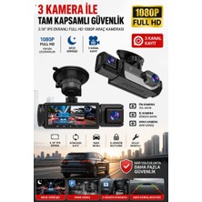 MPIA CC-41 1080P Full Hd Araç Içi Kamera Ön Arka ve Iç Kayıt 3 Kamera Gece Görüşlü G Sensör Geniş Açı