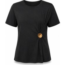 Purple By Banu Siyah Gold Tokalı Tshirt