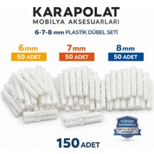 Karapolat 150 Adet Plastik Dübel Seti (6mm-7mm-8mm) | Duvar ve Beton Montaj Dübeli