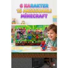 Farbu Oyuncak Minecraft Uyumlu Süper Kahramanlar Figür Seti - 6 Karakterli Aksesuarlı Çocuk Oyuncak Hediye Seti