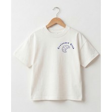 Babytex Croissant Club Baskılı Oversize Çocuk Tişört – Arkalı Önlü Kruvasan Desenli Pamuklu Unisex Çocuk Tişört