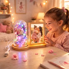 Sanal Bayim Ahşap Işıklı Gül Buketi Fotoğraf Çerçevesi 10X15