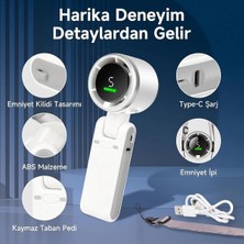 HiboTekno BWFN22 Turbo El Vantilatörü Mini Fan Vantilatör Katlanabilir 3’ü 1 Arada Kullanım Taşınabilir Fan 5 Kademeli LED Ekranlı Usb-C Şarjlı