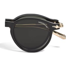 Montblanc Siyah Enjeksiyon Çerçeveli Katlanabilir Oval Güneş Gözlüğü 135569