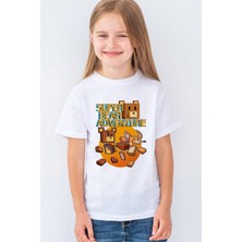Morinna Super Bear Adventure Baskılı Çocuk Tişört Beyaz Günlük Rahat Kısa Kollu T-Shirt Mr-05