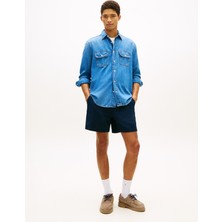 Tommy Hilfiger Tjm Lınen Blend Pull-On Short Erkek Mavi Şort - DM0DM22825