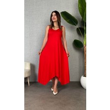 Viastill Kadın Omuz Askılı Toka Detay Maxi Boy Elbise