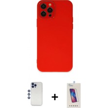 Marsilyan™- iPhone 12 Pro Max Kılıf Çekirdek Modern Serisi - Siyah Joko 5d Cam + Lacivert Shine Kamera Lens