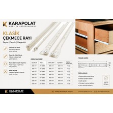 Karapolat Klasik Kızaklı Dolap Çekmece Rayı Beyaz 35-40-45-50 cm (Vida Dahil)