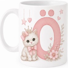 Kadorex Design Kişiye Özel Harfli Kedi Kupa – Sevimli Pembe Tasarımlı Kahve Kupası (Ö) | Hediyelik Bardak