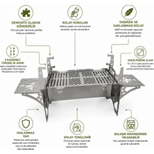 Stelund Paslanmaz Çelik Mangal 96X34X35 cm – Bulaşık Makinesinde Yıkanabilir, Demonte Kurulumlu Hijyenik Inox Barbekü Izgara