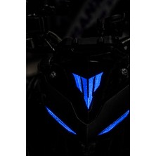Banxtre Motor ve Kask Için 10CM Reflektörlü Mavi mt Logo Sticker Etiket (1 Adet)