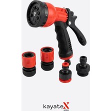 Kapmax 5'li Sulama Tabancası Seti - 8 Fonksiyonlu Ayarlanabilir Bahçe Hortum Başlığı ve Aparatları (KP-2216)