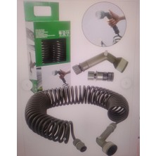 Express Reyon Spiral Hortum Seti Uzayan Bahçe Hortumu Tabancalı Fıskiyeli Hortum 15 Metre Konnektörler Dahil