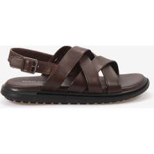 Kemal Tanca Erkek Kauçuk Tabanlı Deri Comfort Günlük Çapraz Bantlı Sandalet 555