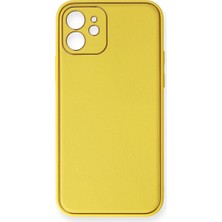 isiltikidsmoda iPhone 12 Kılıf Coco Deri Silikon Kapak - Sarı