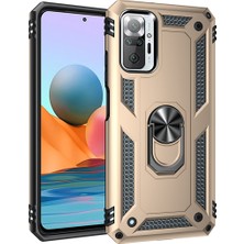 Bezos Redmi Note 10 Pro Kılıf Sofya Yüzüklü Silikon Kapak - Gold