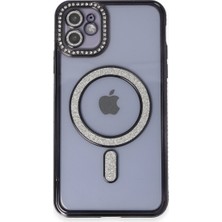 isiltikidsmoda iPhone 11 Kılıf Joke Simli Magneticsafe Kılıf - Siyah