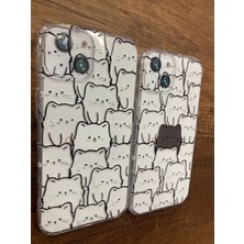 Newon Iphone 13/14 Kedi Baskılı Çift Kılıfı(2 Adet Kılıf)