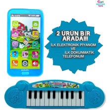 Brother Toys Türkçe Müzikli Dokunmatik Oyuncak Cep Telefonu ve Elektronik Sesli Piyano 2'li Set
