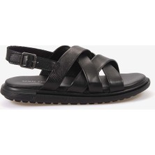 Kemal Tanca Erkek Kauçuk Tabanlı Deri Comfort Günlük Çapraz Bantlı Sandalet 555
