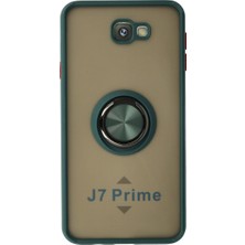 isiltikidsmoda Galaxy J7 Prime Kılıf Montreal Yüzüklü Silikon Kapak - Yeşil
