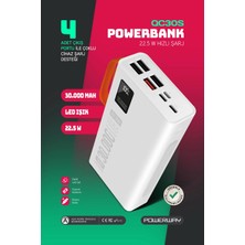 Powerway  30.000 Mah Pd 22.5W Dahili Kablolu Hızlı Şarj LED Fener Gerçek 30.000 Mah QC30S Powerbank