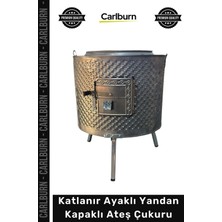 Carlburn #ateşçukuru Krom Paslanmaz Dış Mekan Bahçe Dağ Evi Şöminesi Isıya Dayanıklı Katlanır Ayaklı Yandan Kapaklı Ateş Çukuru
