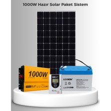 SB Solar 1000W Hazır Solar Paket – Bağ Evi & Karavan & Hobi Bahçesi - (Montaj Ekipmanları Dahil)