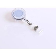 İğne İzi Yoyo Yaka Kartlığı 1 Adet Beyaz –  Retractable Badge Reel – Transparent, Metal Clip 1 Peace White