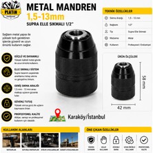 Ecico Metal Mandren 1,5-13MM Supra Elle Sıkmalı 1/2 Unf PLT28000109