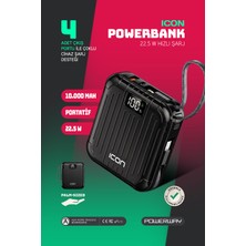 Powerway 10.000 Mah Pd 22.5 W Hızlı Şarj Gerçek 10.000 Mah Garantili LED Fener Dijital Icon Powerbank