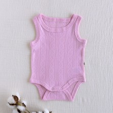 Mimu Baby %100 Pamuk Pointel Ajurlu Çıtçıtlı Bebek Zıbın - Şeker Pembe